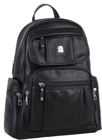 OBC Damen Cityrucksack Phoenix Rucksack City Tasche Stadtrucksack Backpack Schultertasche Organizer Tablet iPad mini bis ca. 10 Zoll (Schwarz 30x30x14 cm)
