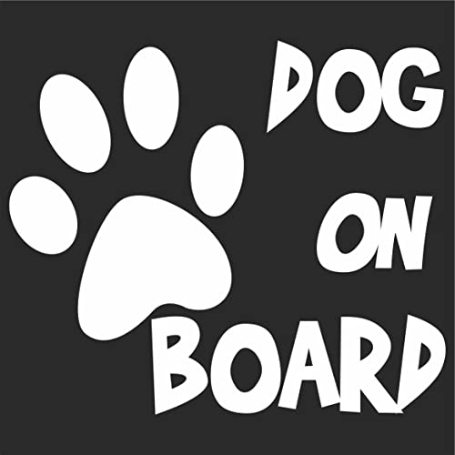 JINTORA - Autoaufkleber Tuning - Auto Aufkleber - Dog on Board - 115x99 mm - Auto Sticker Bus Fenster Heckscheibe Camper wetterfest Outdoor Sticker Auto Deko LKW Tuning Selbstklebend - weiß