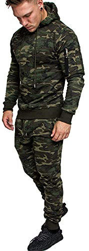 REPUBLIX Herren Cargo Stil Sportanzug Jogginganzug Trainingsanzug Sporthose+Hoodie R-0028 Camouflage Khaki XXL