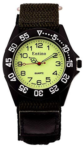 Entino Unisex-Sport-Armbanduhr Analoganzeige Japanisches Quarzwerk mit schwarzem Nylonband, E-NTS (Dunkelgrün)