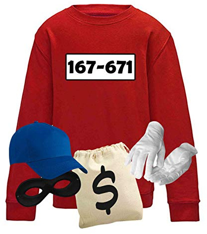 Jimmys Textilfactory Sweatshirt Panzerknacker Karneval Kostüm Set Deluxe 104-164 Kinder Verkleidung Fasching Outfit Rosenmontag Karnevalszug JGA, Größe:152, Set: deluxe+, Logo: Standard-Nr