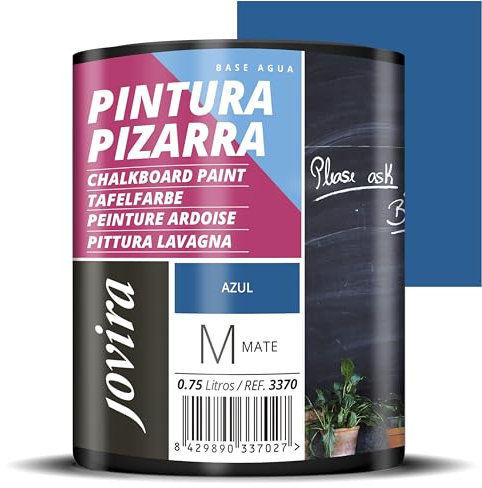 JOVIRA PINTURAS Pintura Pizarra al agua. Para pintar, dibujar y escribir con tiza sobre paredes. (750 Mililitros, Azul) C-41