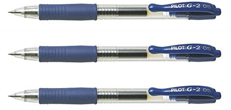 Pilot Gel-Kugelschreiber, G2, 05, feine Spitze, Blau, 3 Stück