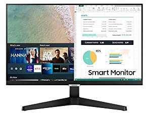 Samsung M5 Smart Monitor S24AM506NU, 24 Zoll, IPS-Panel, Bildschirm mit Lautsprechern, Full HD-Auflösung, Bildwiederholrate 60 Hz, Randlos, Smart TV Apps mit Fernbedienung, Auto Source Switch Plus