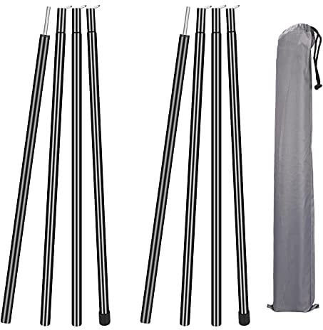 MI CASA Telescopic Adjustable Tent Poles, Aluminum Awning Tarp Pole Set of 2, Foldable Bracket Tent Poles for Camping Tarp Awning Shelter Canopy Sunshade