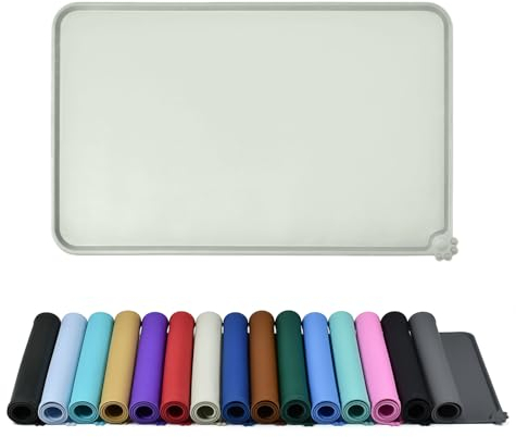 Reopet Silicone Pet Feeding Mat, Waterproof Dog Cat Food Mat with Raised Edges, Prevents Spills for Food and Water, Multiple Colors & Sizes