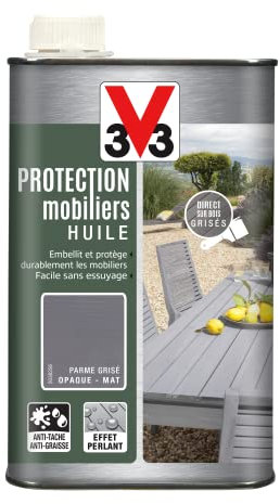V33 Huile mobilier haute protection opaque, Parme grisée 1L