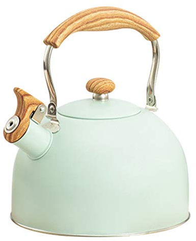 Cabilock 1pc Wooden-Handled Whistle Kettle for Efficient Water Boiling Ergonomic Design Scald Nylon Handle Finish for Home and Kitchen Use