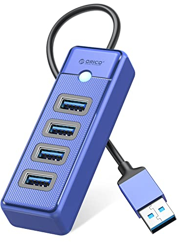 USB Hub 3.0, ORICO 4 Port Adaptador USB para Laptops con Cable de 0,15m, Divisor USB, 5 Gbps Transferencia Rápida de Datos, Hub USB 3.0 Compatible con Mac OS 10.x y Superior, Linux, Android