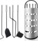 TRMLBE Kaminbesteck 5 Teilige Modern Kamingarnitur Edelstahl Kaminofen Zubehör mit Ständer, AscheSchaufel, Besen, Schürhaken, Zange - Silber