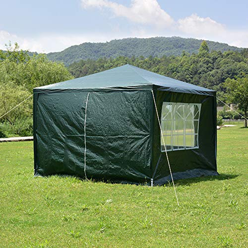 PE Garden Gazebo Marquee Canopy Party Tent 3 x 3m Waterproof Gazebo with 3 Zip Up Side Panels