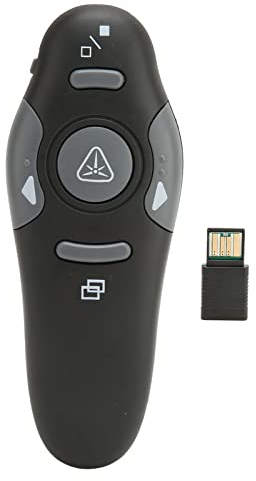 ASHATA Drahtloser USB-Präsentation Klicker, Drahtloser Presenter Remote PPT Clicker, 15m Fernbedienung Abstand Ergonomischer Tragbarer Remote Clicker für Schulbüro