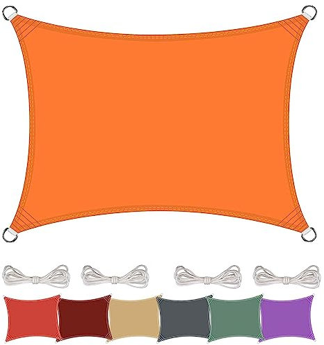 Vela Ombreggiante Parasole 5 x 6 m Anti UV Protezione Solare Rete Ombreggiante Rete Telo Ombra con Occhielli per Giardino Esterno terrazza Balcone Campeggio, Arancione