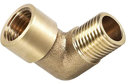 DTGN 1/4 BSP X1/4 BSP(Male x Female) 90 Degree Elbow Pipe Fitting - Good for Water Pipe System - Brass Tube Fittings - Gold Tone