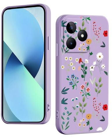 YUXING Funda para Realme C53 Silicona - Moda Lindo Patrón Diseño Delgado Carcasa, Antichoque, Antideslizante, Elegante, Protección Totaly Resistente (Floral,Purple)