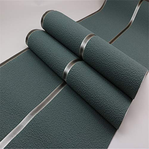 BPILOT Wallpaper Horizontal Striped Suede Velvet Wallpaper Non Woven Living Room 3D Film and Television Wallpaper Bedroom Tv Background Wallpaper Dark Green