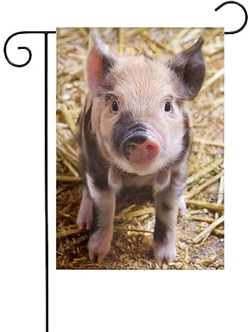 LAMAME Niedliches Schwein gedruckt doppelseitige Gartenflagge Garten Dekoration Flagge Vertikale Gartenflagge