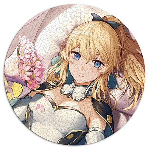 1000-teiliges Papppuzzle „Genshin Impact Jean“, runde Puzzles, für Erwachsene und Kinder, Papppuzzles, Familienspiele, Größe: 67,5 x 67,5 cm