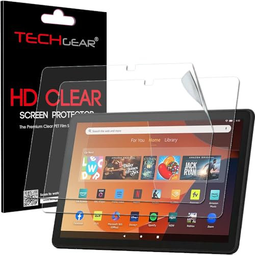 TECHGEAR 2 Pack Screen Protectors for New Amazon Fire HD 10 / HD 10 Kids (2023 / 13th Generation) [New EASY-FIT] CLEAR Edition Screen Protector Guard Covers