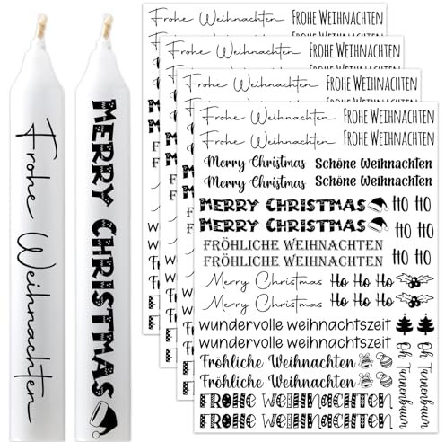 4 PCS Kerzentattoos Weihnachten, Kerzen Tattoo Weihnachten, Wasserschiebefolie Kerzen Sticker Weihnachten, Kerzentattoos Advent Sprüche Frohe Weihnachten für Adventskerzen