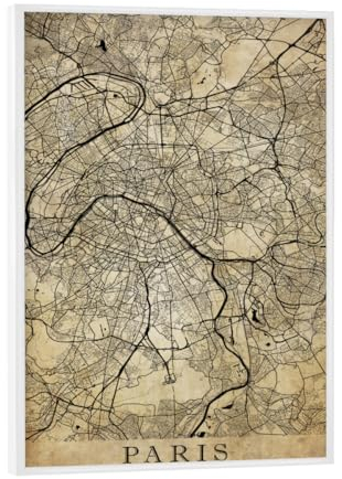 artboxONE Poster mit weißem Rahmen 18x13 cm Städte/Paris Paris als Vintage Stadtplan - Bild Paris Paris Paris City