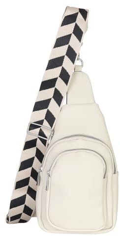 simaranda Bodybag Damen modischer Crossover Rucksack Brusttasche Bauchtasche Gürteltasche mit breiten Gurt 26 (Beige)
