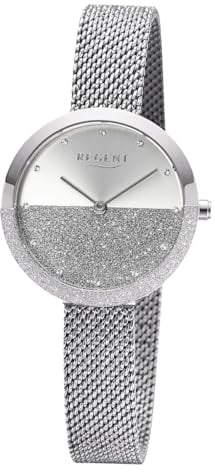 REGENT Damen Armbanduhr Analog Metallarmband Silber UR2252541 Analoguhr
