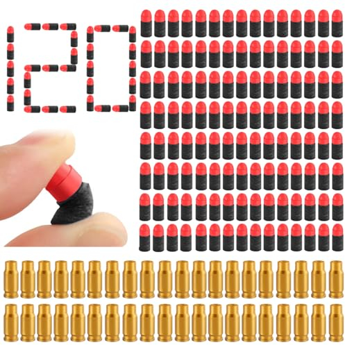 Schaumstoff Munition, Spielzeugpistolen Munition,Refill Soft Bullets, 160 Stück Schaumstoff Darts für Spielzeug Pistole Zubehör mit Schaumstoff Bullets hülse