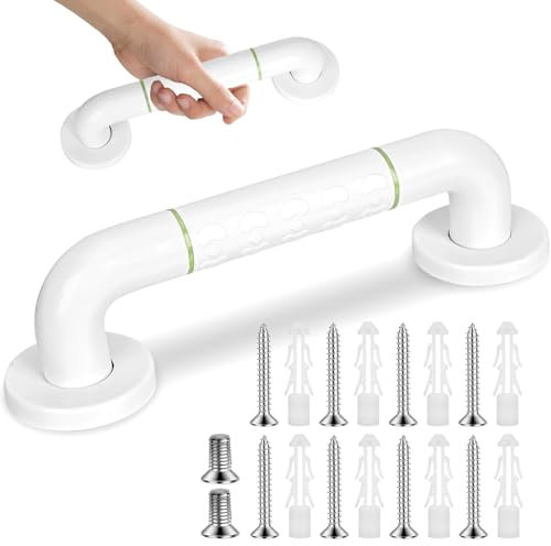 Barre D'appui Salle de Bain, 30cm Barre d'Appui WC, Barre de Maintien Douche, Poignée de Douche Antidérapant, Poignée de Sécurité Blanche pour Âgées Handicapées Enfants Enceinte