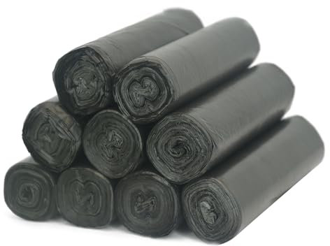 160 Biodegradable Bin Bags Liner with Tie Handles,Small Food Waste Bags,10 Litre Compostable Caddy Liners,Recycling Degradable Trash Garbage Rubbish Bag for Kitchen Trash, Household and Office(Black)