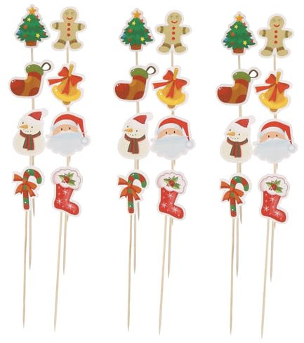 ifundom 24stücke Cupcake-topper aus Holz für Partys Fruchtstäbchen als Deko-picker Partyzubehör mit Geburtstags-cupcake-topper Holzpicker für Snacks Deko-spieße für Festtagsdekoration
