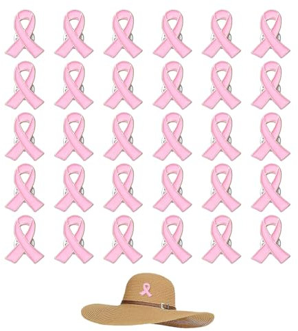 Ensemble de 30 Broches Ruban Rose pour la Sensibilisation au Cancer du Sein, Broches Épingles Officiel Espoir Ruban Rose, Idéal pour Vêtements, Sacs, Chapeaux, Cadeau pour Femmes et Filles