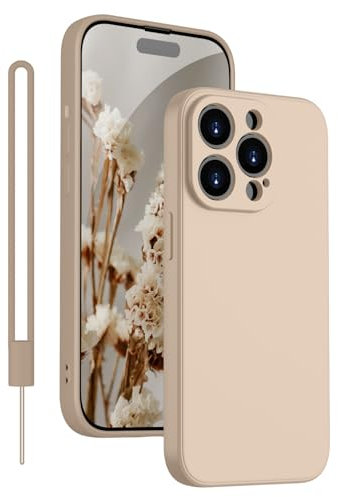KPPIT Silikon Hülle für iPhone 14 Pro Hülle mit Lanyard, Handyhülle für iPhone 14 Pro Ultra Dünn mit Microfiber,Kratzfeste Rundumschutz Schutzhülle für iPhone 14 Pro Case 6.1'' Khaki