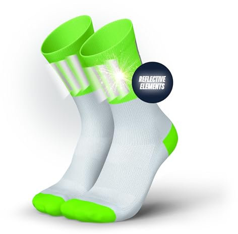 INCYLENCE High-Viz Laufsocken mit Reflektoren – funktionell und atmungsaktiv für maximale Sichtbarkeit, 1 Paar (DE/NL/SE/PL, Numerisch, 39, 42, Regular, Regular, V3 Green)