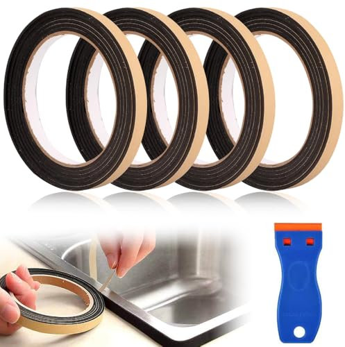Ceranfeld Dichtungsband, 8m Dichtband für Kochfeld, Montageband für Ceranfeld Dichtband Selbstklebend 10mm x 2mm mit kleinem Schaber für Elektroherde & Kochfelder(2M/Rollen)