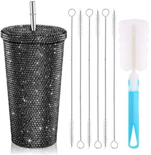 XAGMODSHN Stainless Steel Coffee Cups Straw Water Cups Insulated Cup with Decorations Thermal Cups Suitable for Indoor