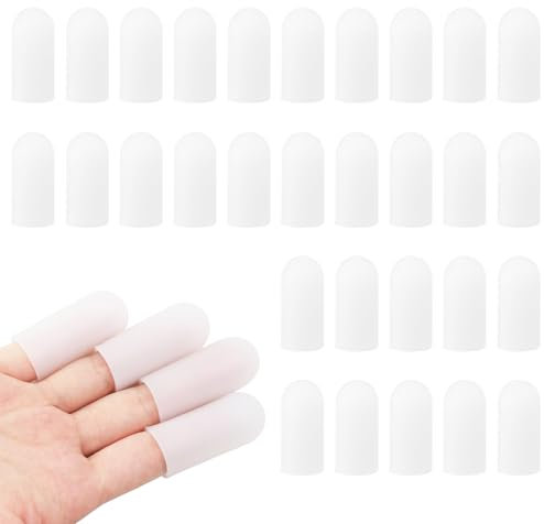 ZMDMAH 30 protectores de dedos de silicona blanca fundas para dedos cunas pequeñas curitas para la punta de los dedos para Agrietamiento de Dedos Artritis de Dedos