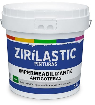 ZIRÍLASTIC PINTURAS Pintura Impermeabilizante Antigoteras | Gran Cubrición | Impermeable al Agua | Fácil Aplicación | Tamaño 15 Litros (Verde)
