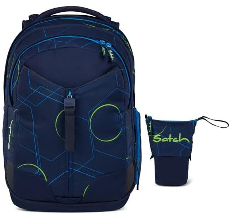 Satch Match Schulrucksack Set 2tlg. inkl. Pencil Slider (Blue Tech)