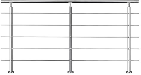 AICA Barandilla de acero inoxidable 304 - Pasamanos para escaleras - para balcones, escaleras, balaustradas con travesaños (200 cm, 5 travesaños)