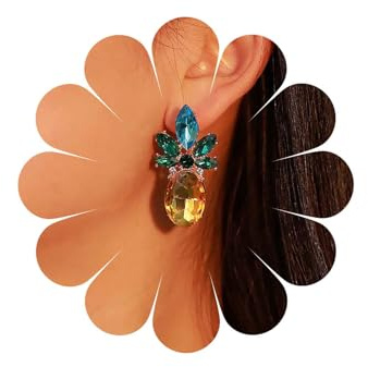 Inateannal Kristall Ananas Baumeln Ohrringe Gold Ananas Obst Ohrringe Strass Smaragd Hochzeit Ohrstecker Cz Niedlich Obst Ohrstecker Schmuck Für Frauen