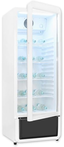 Exquisit Glastürkühlschrank, 153 cm Höhe, 240l Getränkekühlschrank mit LED, Umluft, 4 verstellbare Ablagen, CoolPro, GKS220-GT-430D weiss