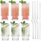 6 Pcs Ribbed Glass Tumblers Set with Straws - 310ml Drinking Glasses Tea Juice Cup for Cocktails, Iced Coffee, Hot and Cold Drinks & Whiskey - Dishwasher Safe, Lead-Free