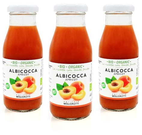 Agricola Miglioretti - Succo di albicocca 3x200 ml - 100% Biologico, Spremuta a Freddo senza Zuccheri Aggiunti - Prodotto Italiano Naturale e Dissetante