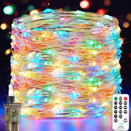 Forepin Lichterkette Innen mit Stecker, 23M 200 Lichterkette aus Kupferdraht, Bunt Lichterketten Strom, Wasserdicht Timer 8 Programm für Außen Innen Weihnachten Halloween Hochzeit Garten Party Deko
