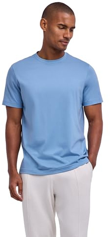 Falke Herren T-Shirt Basic Round Neck M S/s Sh Baumwolle weich Kurzarm bequem sehr leicht 1 Stück, Blau Sky Blue 6876, L