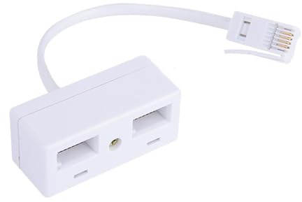 BT Phone Splitter 2 Way Adapter, UK Telephone RJ11 Male to 2 Female Sockets Extender, BT Plug Converter for Landline Phone, Modem, Fax & Telephone Cable
