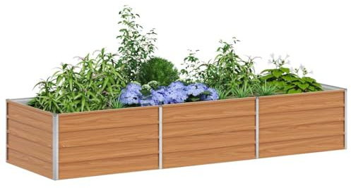 vidaXL Hochbeet Hellbraun 240 x 80 x 45 cm Verzinkter Stahl