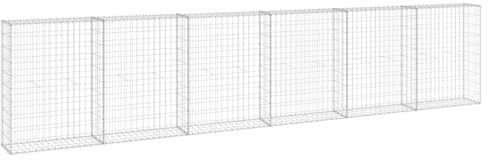 Yisssmeng Mur de gabion 300 x 30 x 100 cm en acier galvanisé avec couvercle, clôture de jardin robuste brise-vue pour bordure de parterre extérieure, clôture pour chien ou grille de gabion moderne