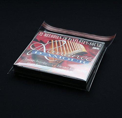 100 St. Schutzhüllen für Doppel CD Jewel Case und 4-Fach CD Box 169 x 138 mm + 64 mm Klappe 40 mµ Folie hochtransparent